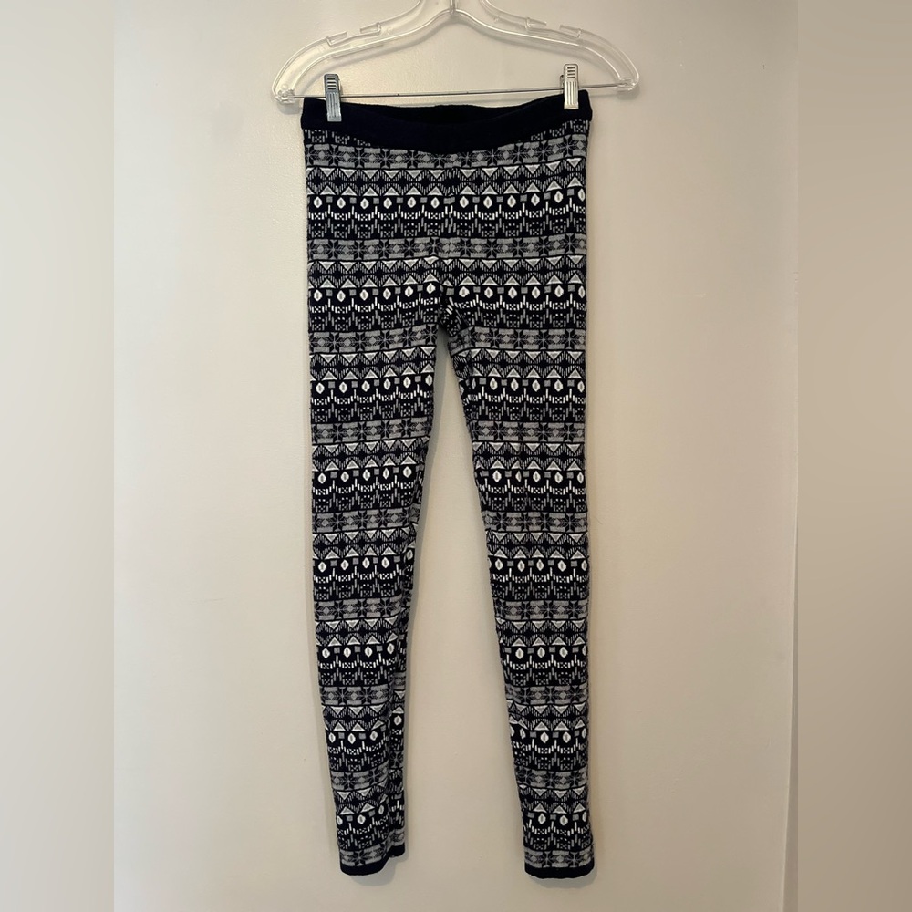 Forever 21 Sweater-Style Leggings – Blue & White, Size Medium - Picture 5 of 5